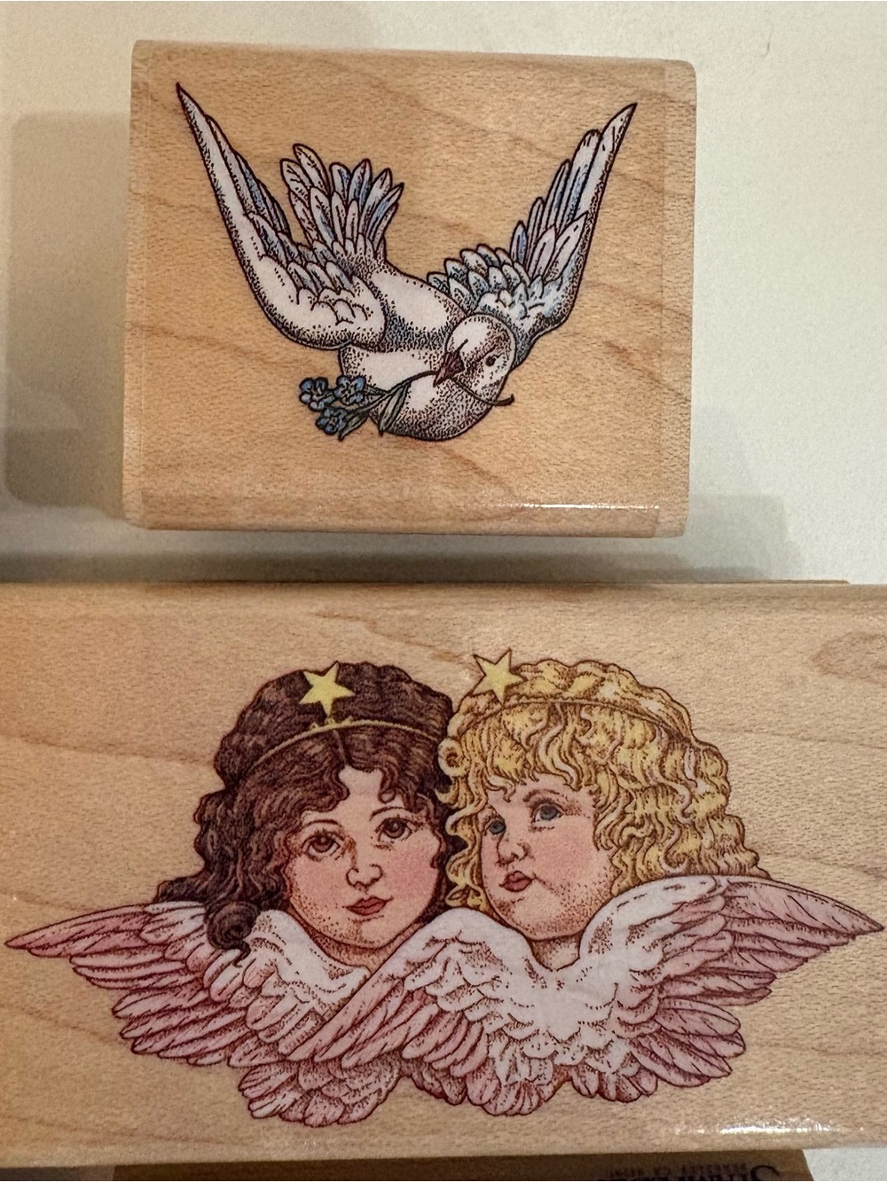 Vintage Cynthia Hart Cherub Angels Wood Stamp Lot (4) 1995 Rubber Stampede - Picture 3 of 7
